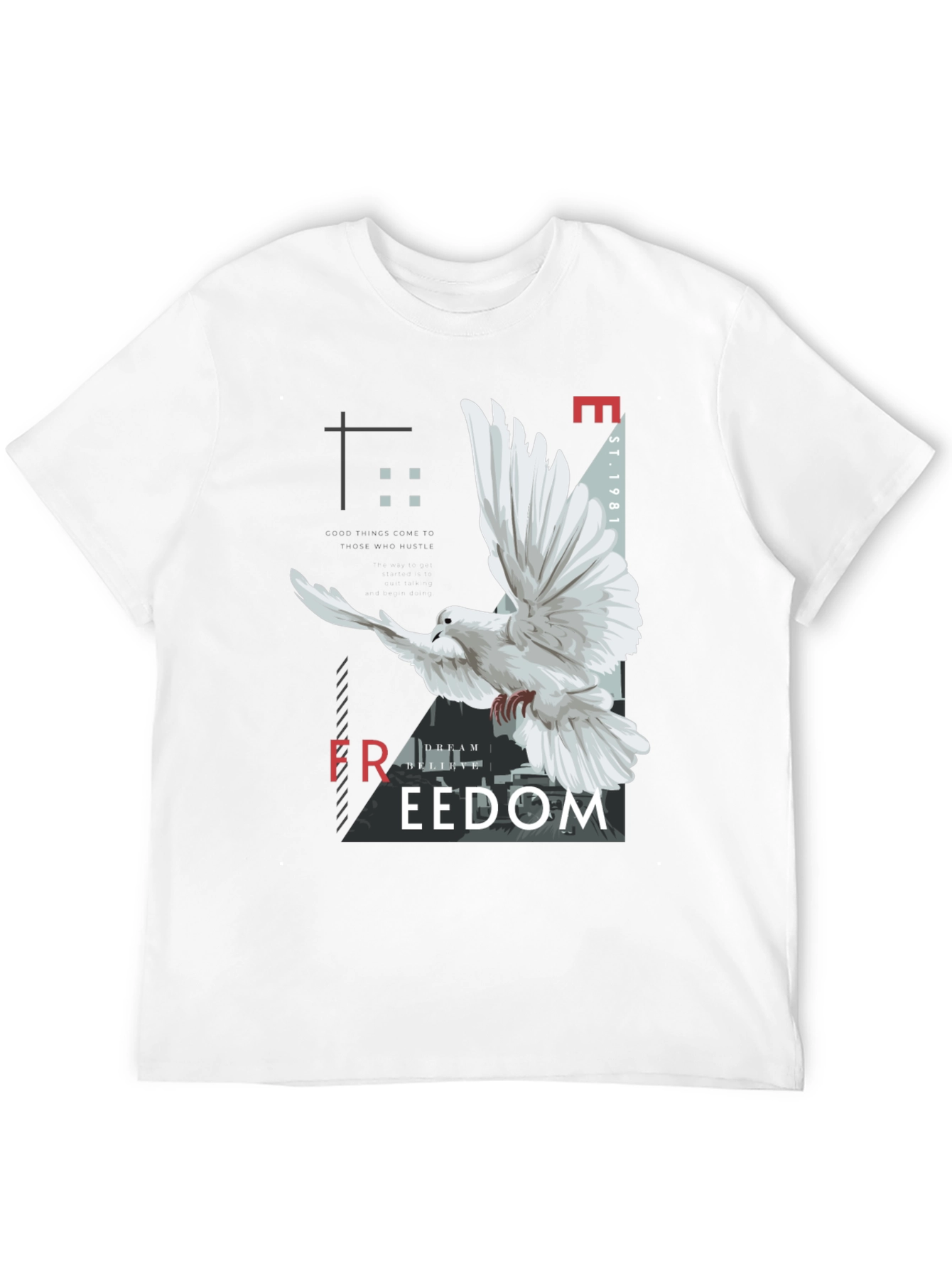 Freedom Graphic Print Mens Black T-Shirt