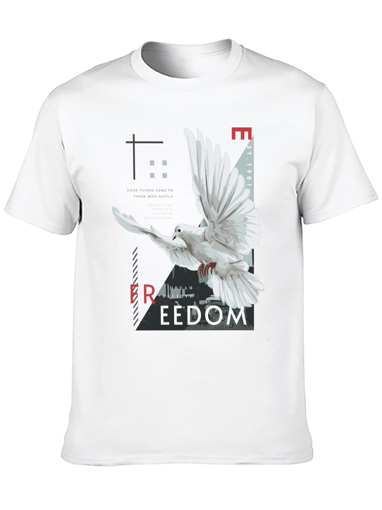 Freedom Graphic Print Mens Black T-Shirt