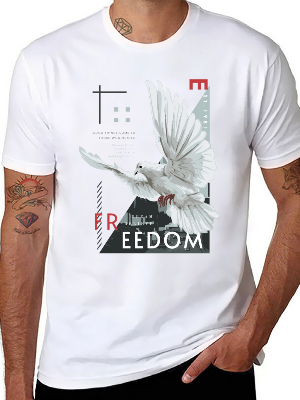 Freedom Graphic Print Mens Black T-Shirt