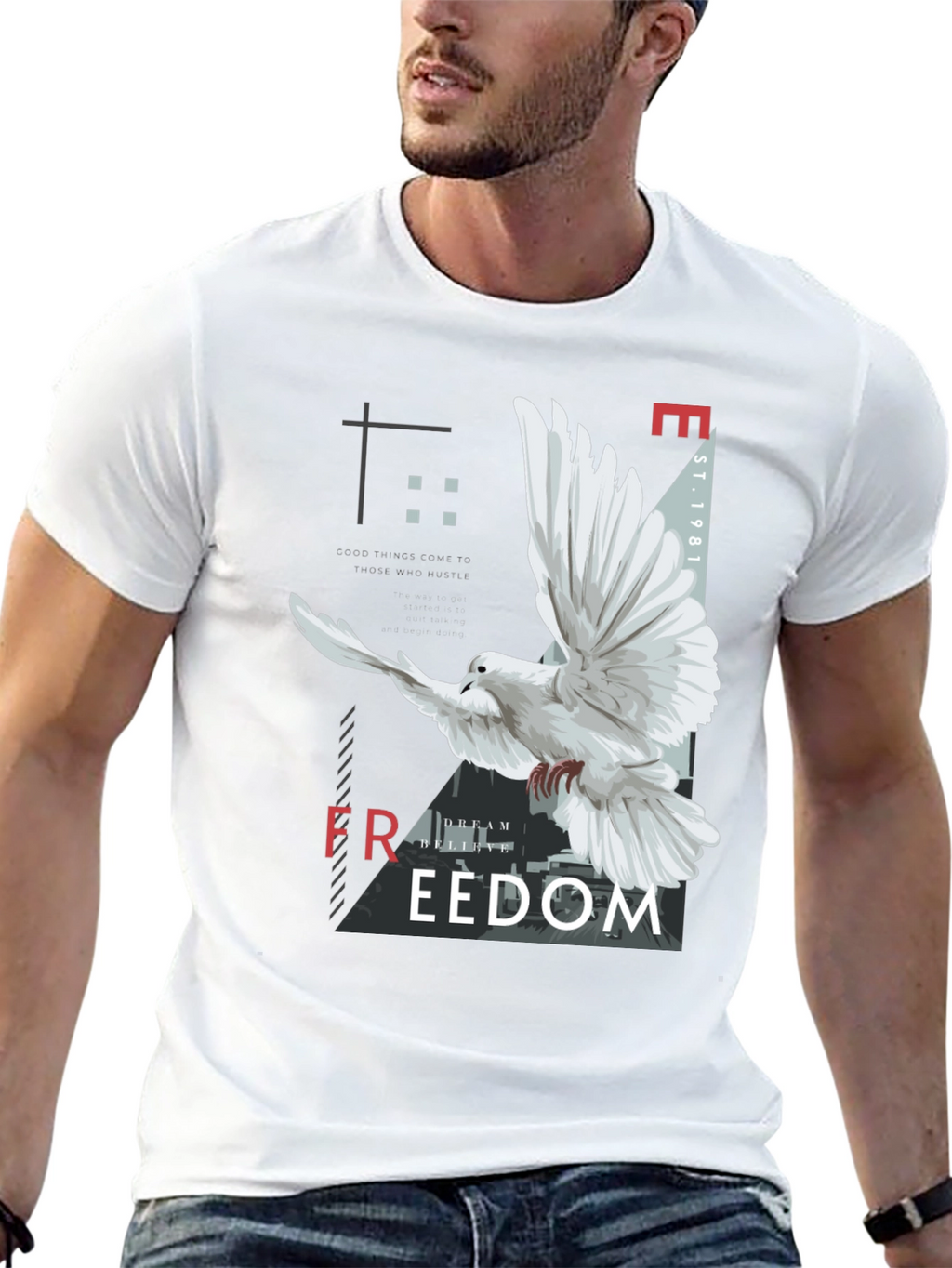 Freedom Graphic Print Mens Black T-Shirt