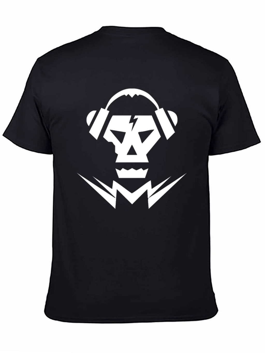 Skull & Headphones Graphic Tee - Black Cotton