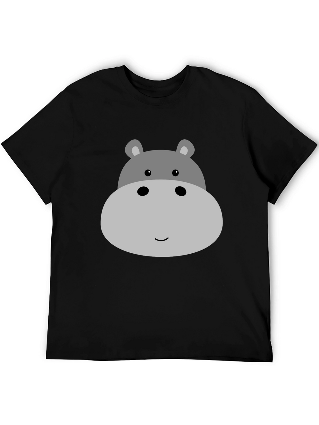 Cute Hippo Face Graphic Tee - Black