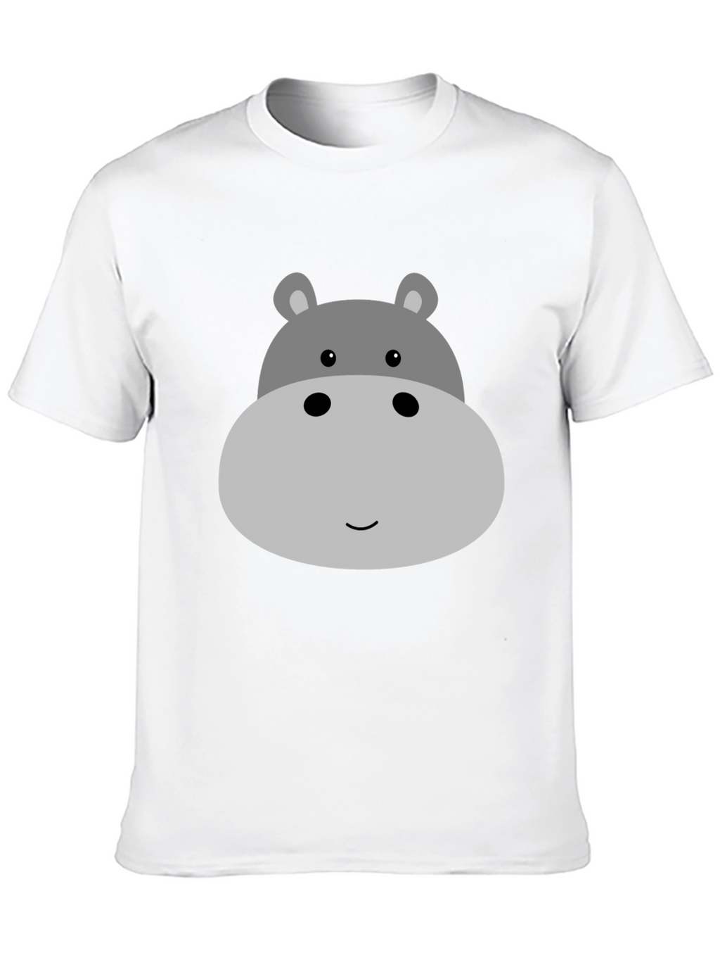 Cute Hippo Face Graphic Tee - Black