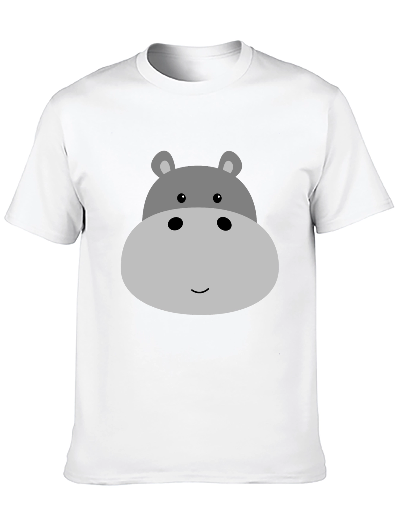 Cute Hippo Face Graphic Tee - Black