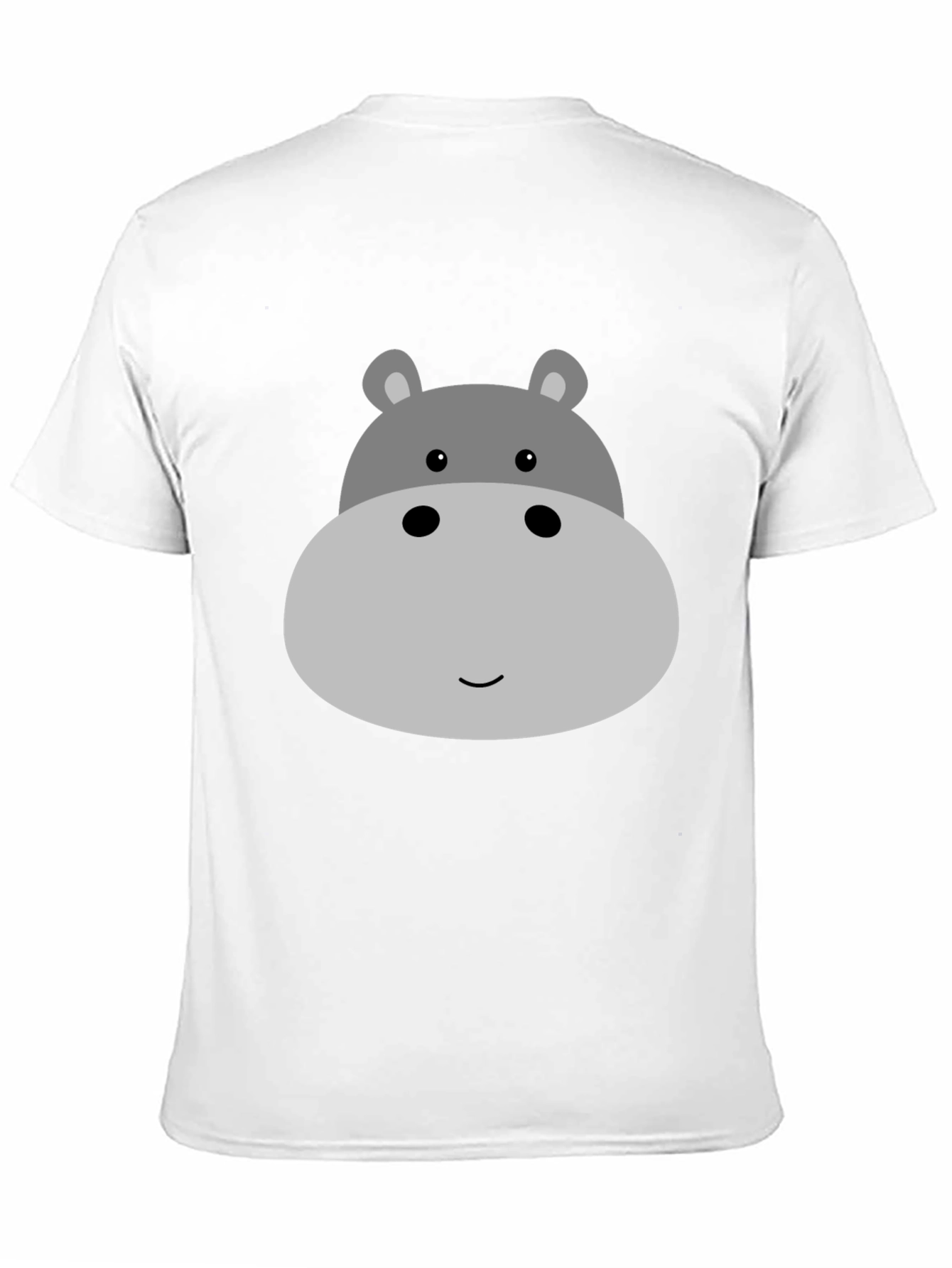Cute Hippo Face Graphic Tee - Black