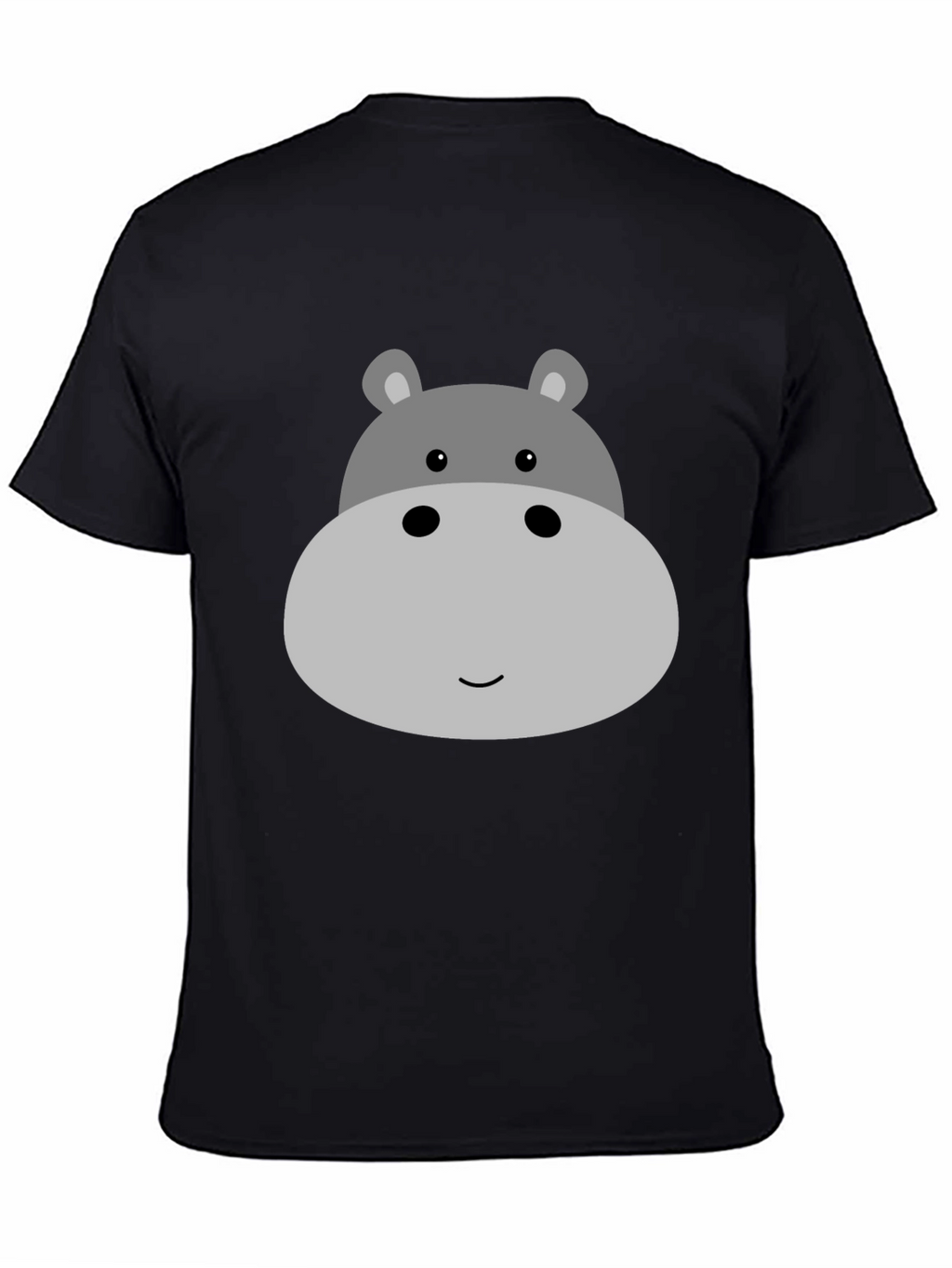 Cute Hippo Face Graphic Tee - Black