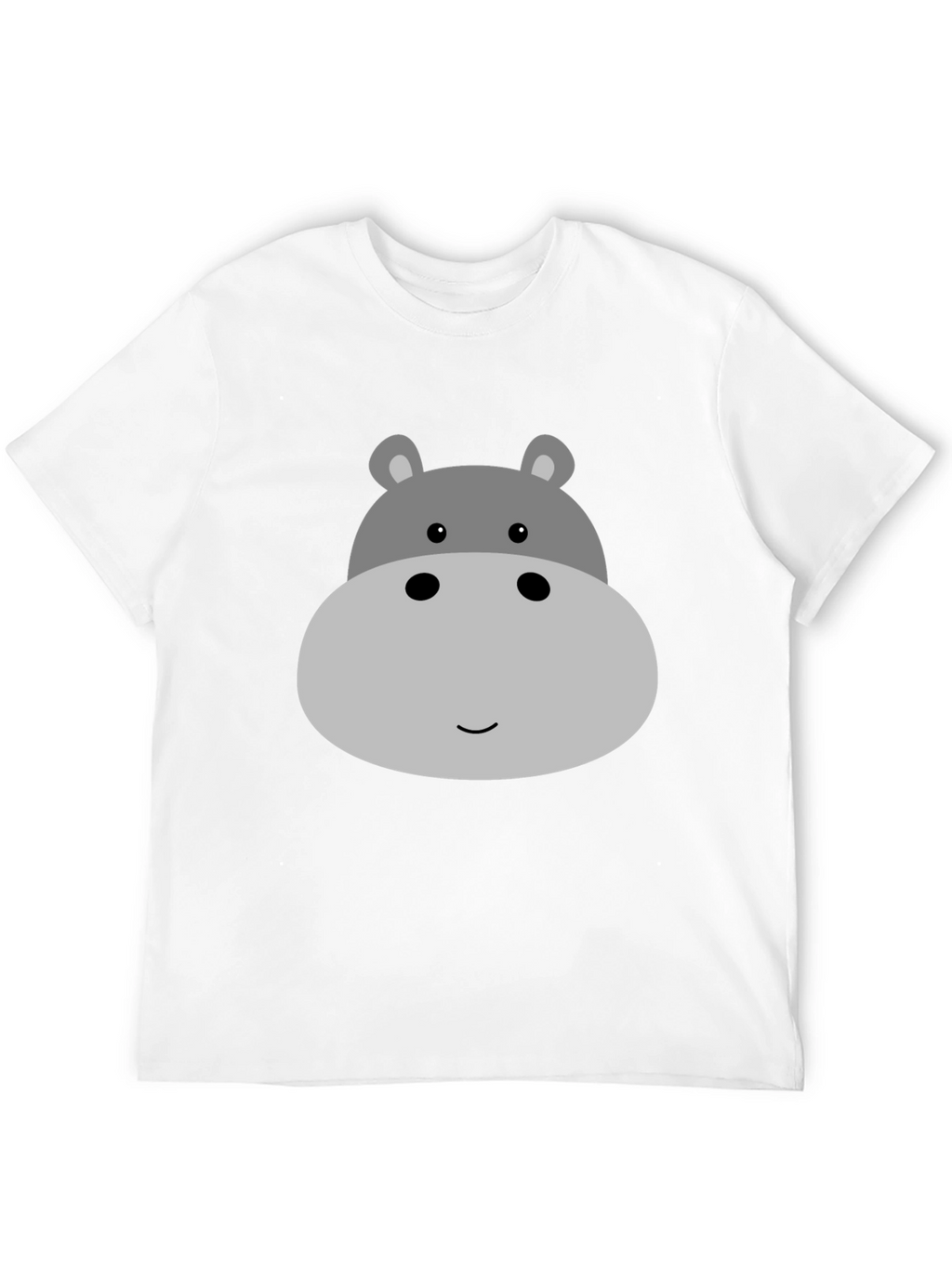 Cute Hippo Face Graphic Tee - Black