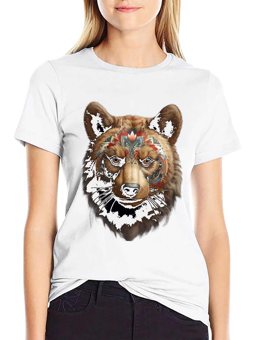 Bear Graphic Black T-Shirt - Stylish Animal Design