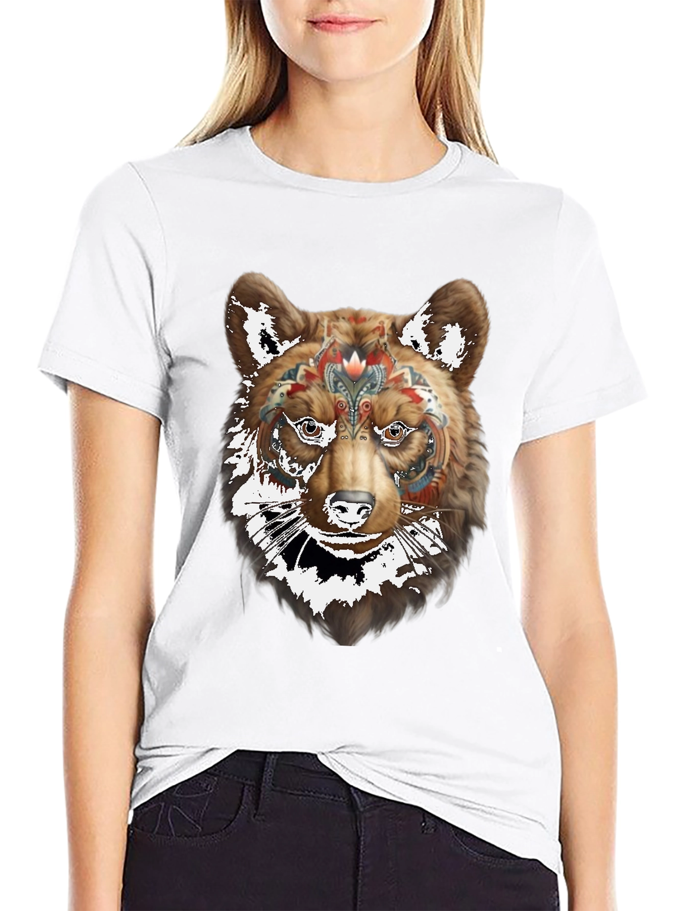 Bear Graphic Black T-Shirt - Stylish Animal Design