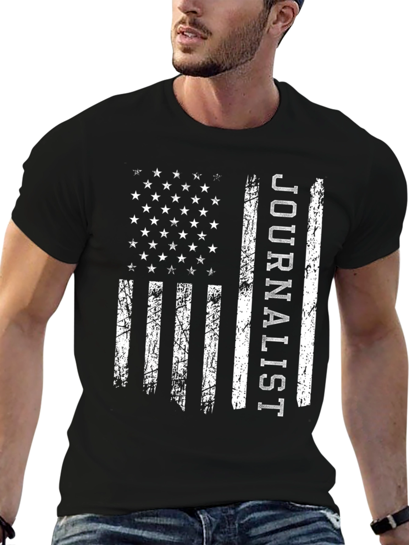 Journalist American Flag Graphic T-Shirt