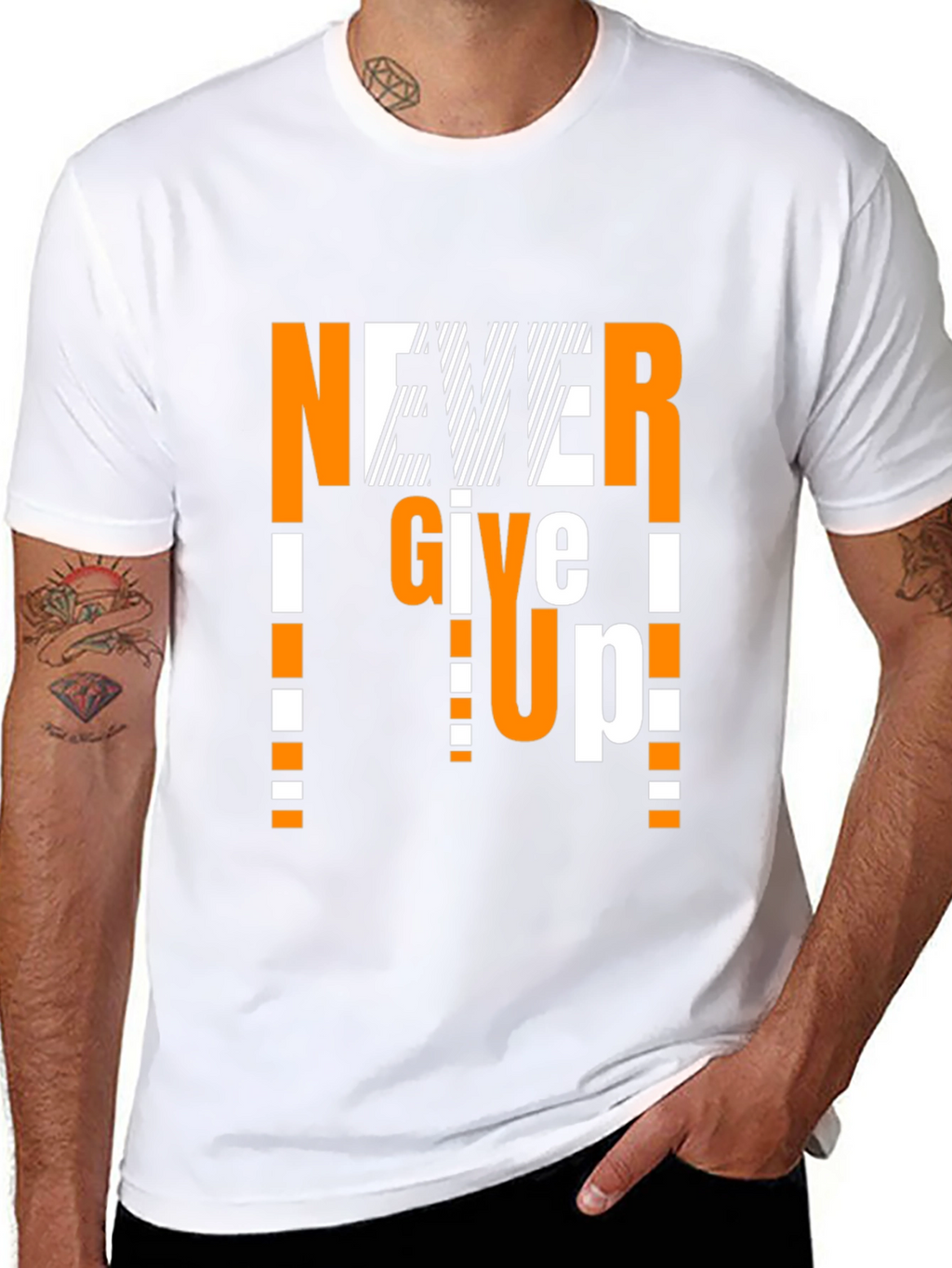 Never Give Up Graphic Print T-Shirt