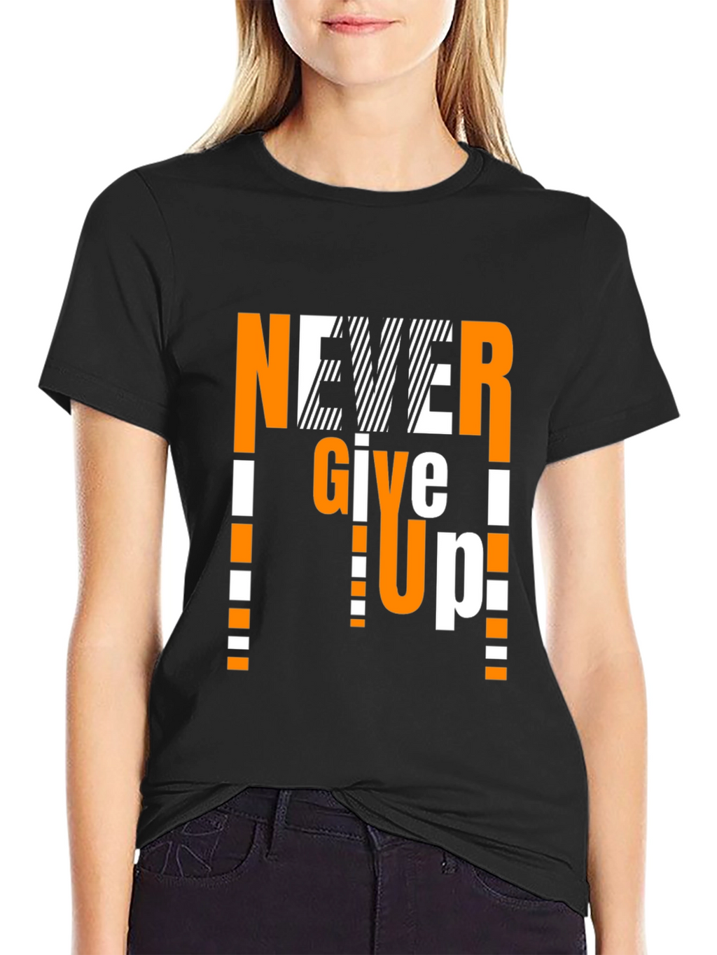 Never Give Up Graphic Print T-Shirt