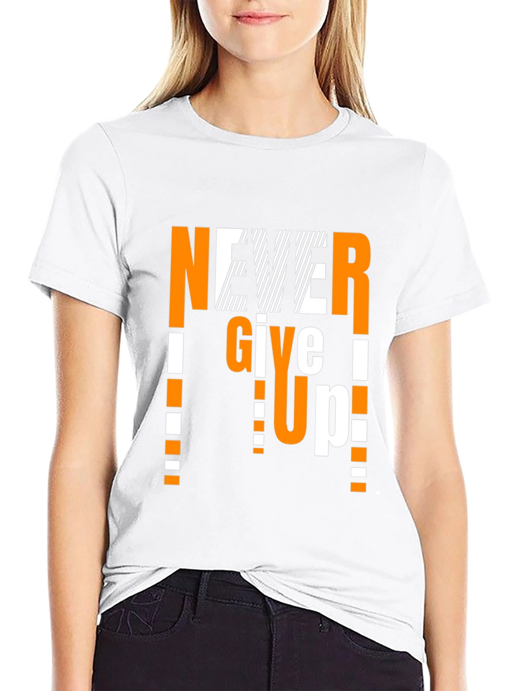 Never Give Up Graphic Print T-Shirt