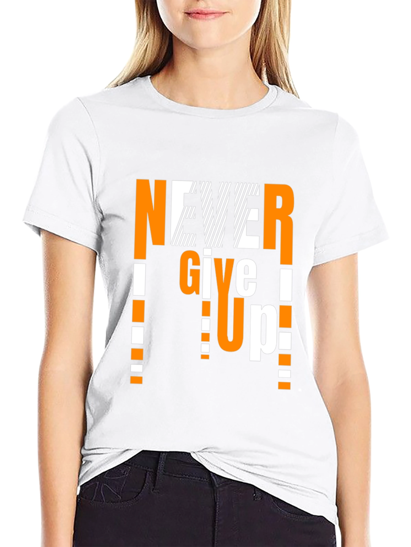 Never Give Up Graphic Print T-Shirt