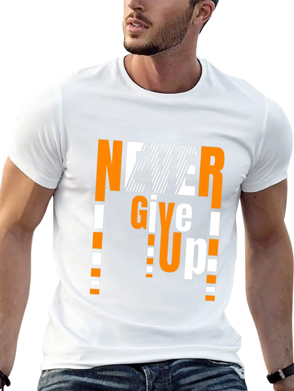 Never Give Up Graphic Print T-Shirt