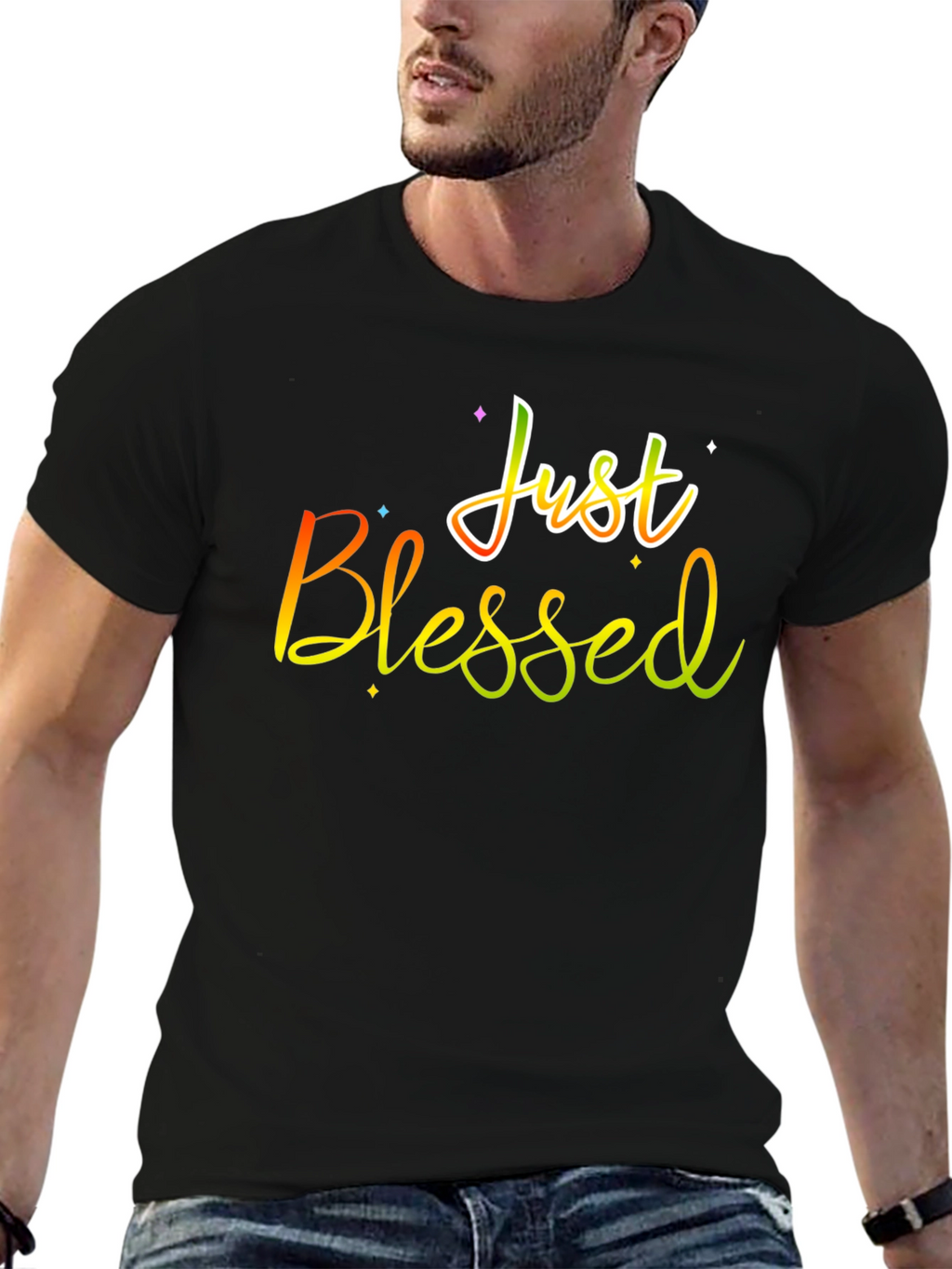 Just Blessed Graphic T-Shirt Black Cotton Tee