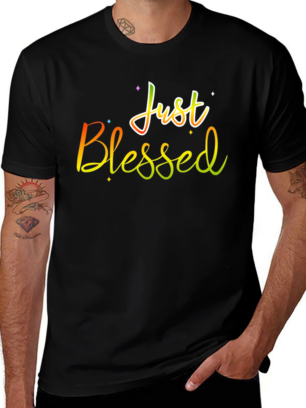 Just Blessed Graphic T-Shirt Black Cotton Tee