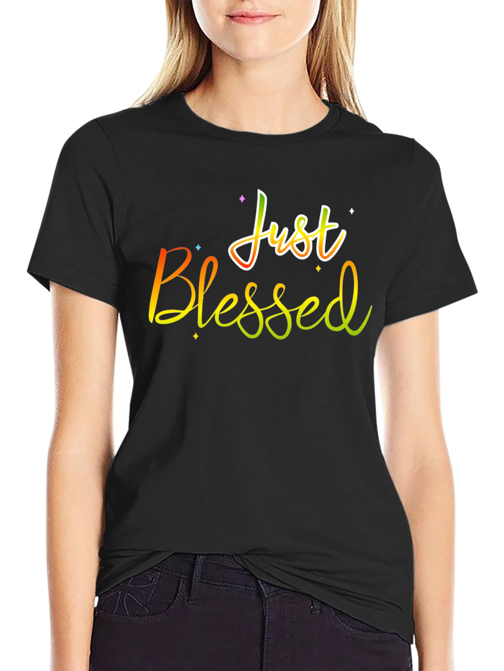 Just Blessed Graphic T-Shirt Black Cotton Tee