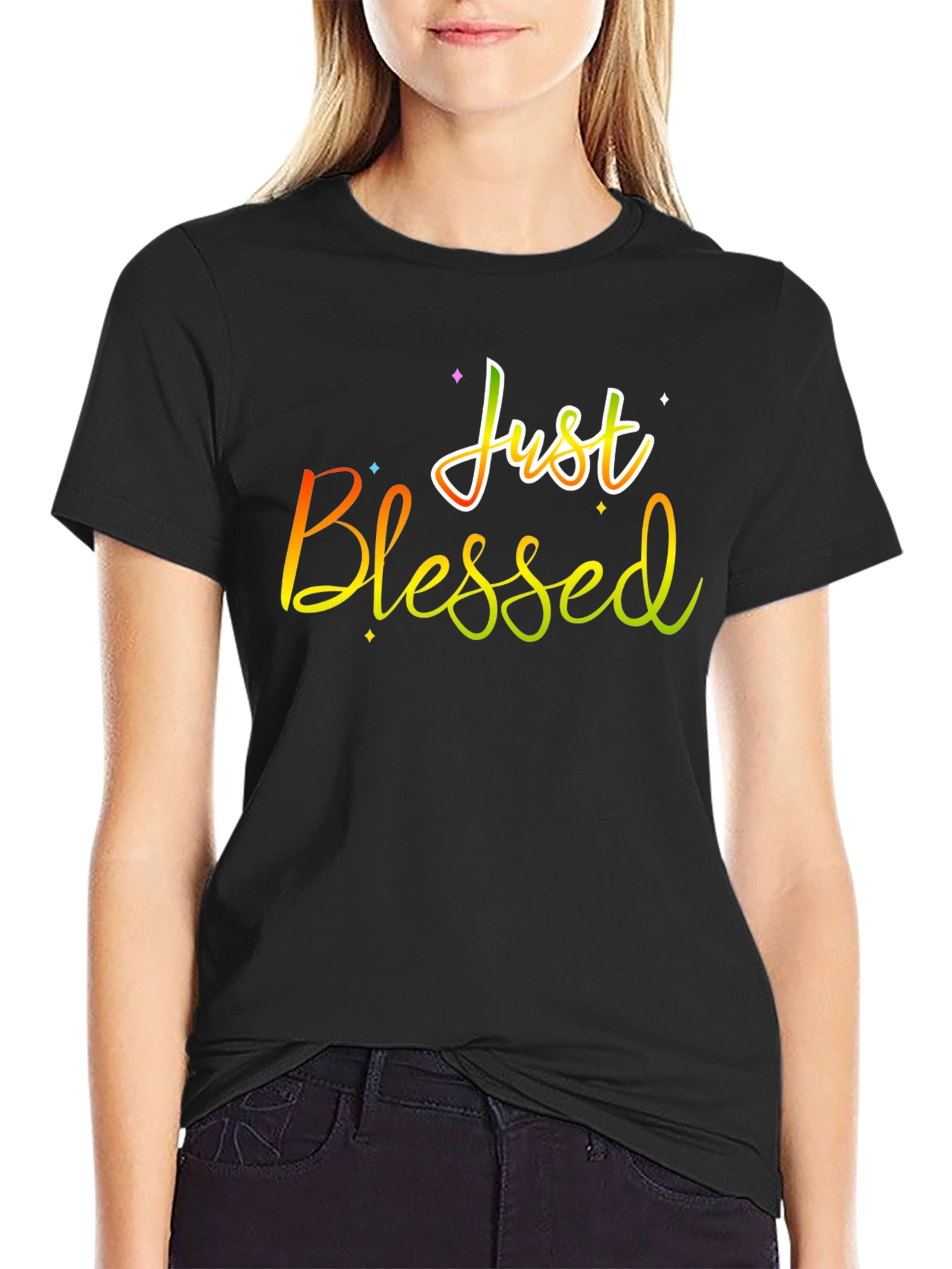 Just Blessed Graphic T-Shirt Black Cotton Tee