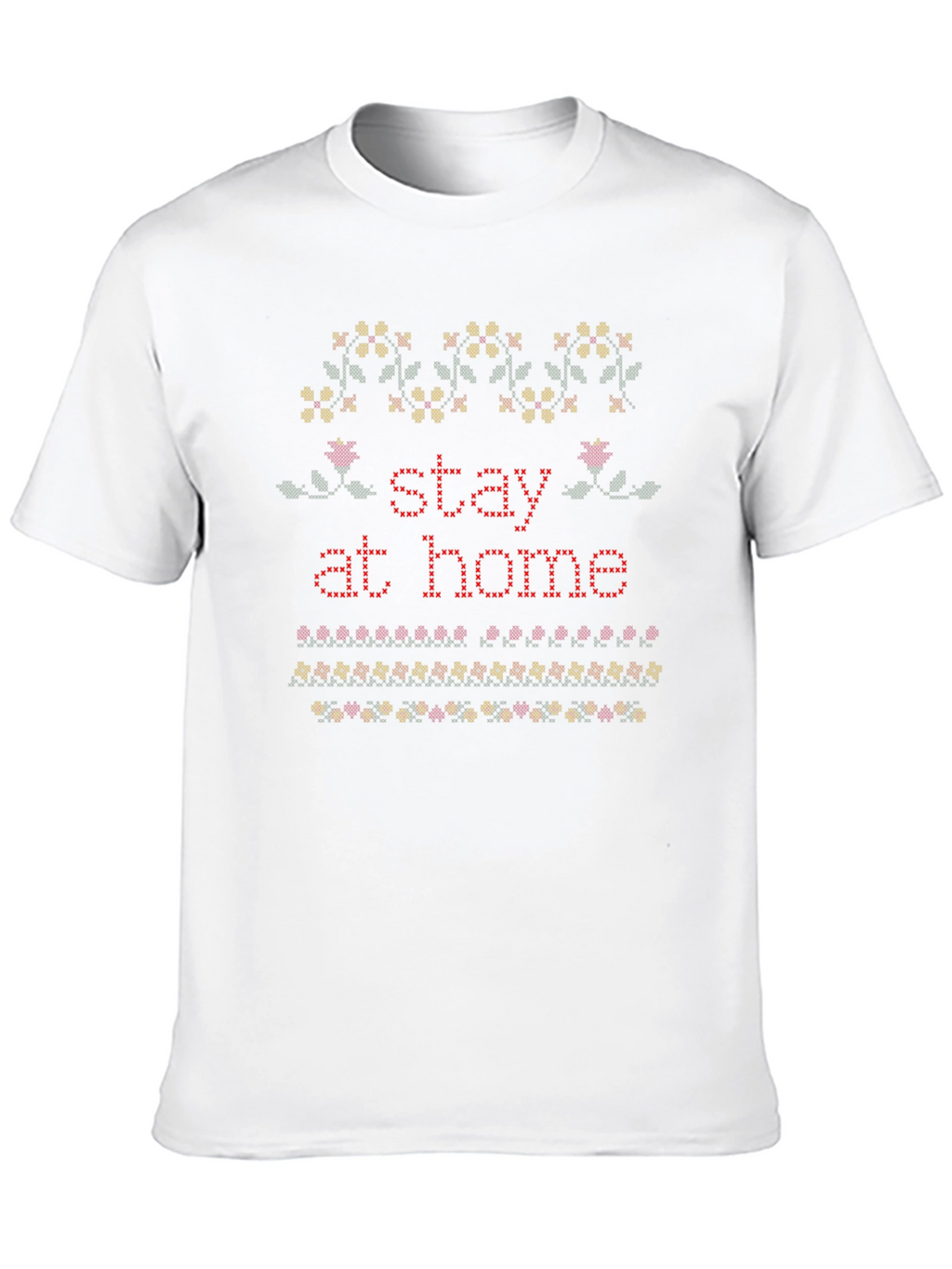 Stay at Home Knit Pattern T-Shirt - Black