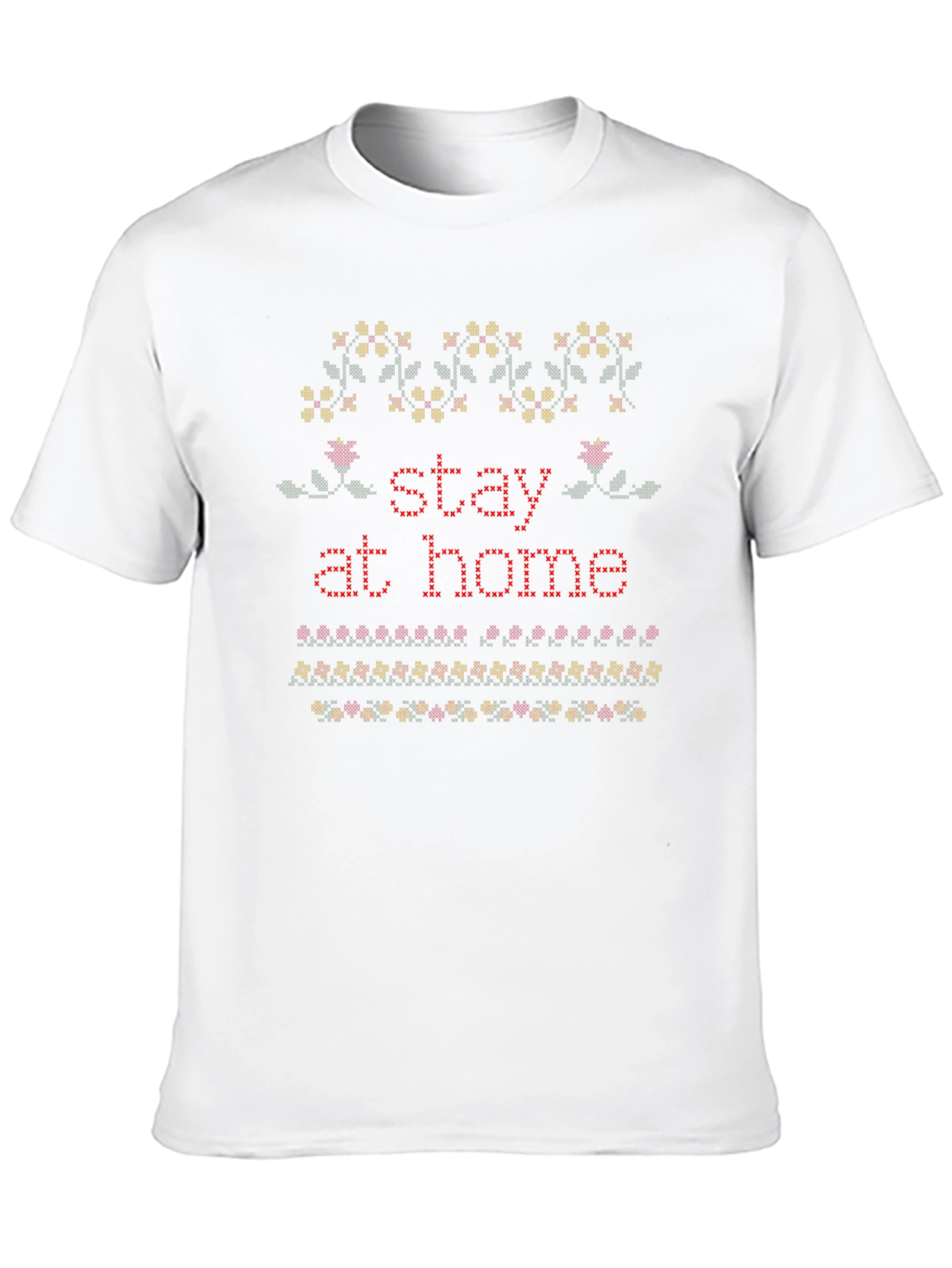 Stay at Home Knit Pattern T-Shirt - Black