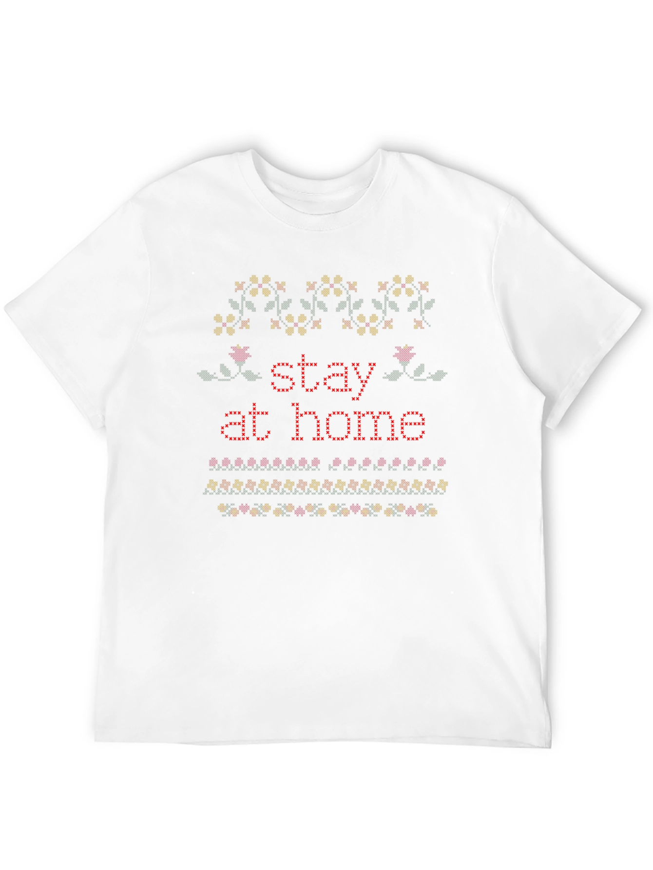 Stay at Home Knit Pattern T-Shirt - Black