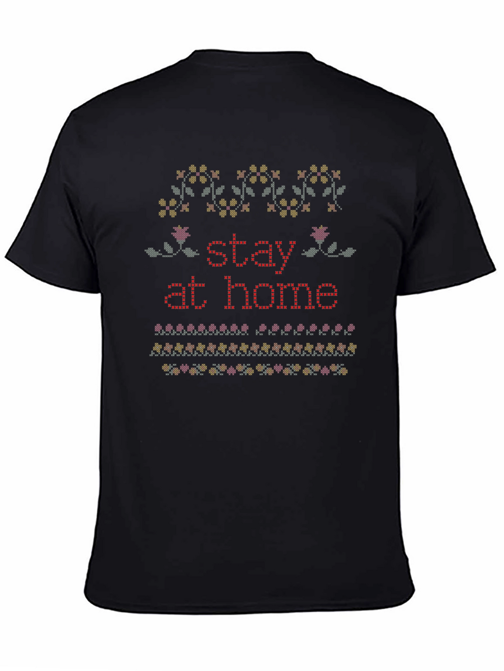 Stay at Home Knit Pattern T-Shirt - Black