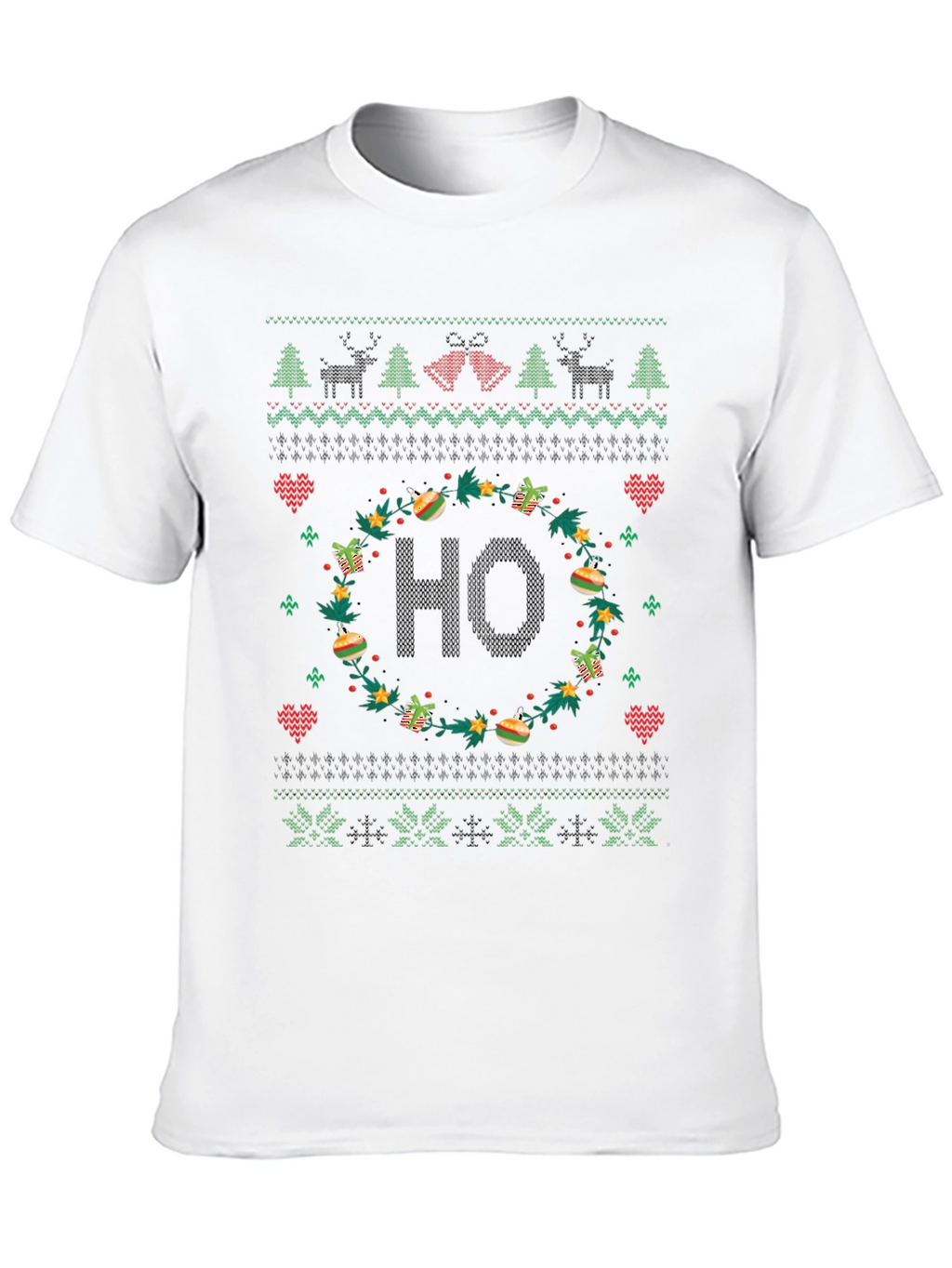 Festive HO Christmas Sweater Pattern T-Shirt