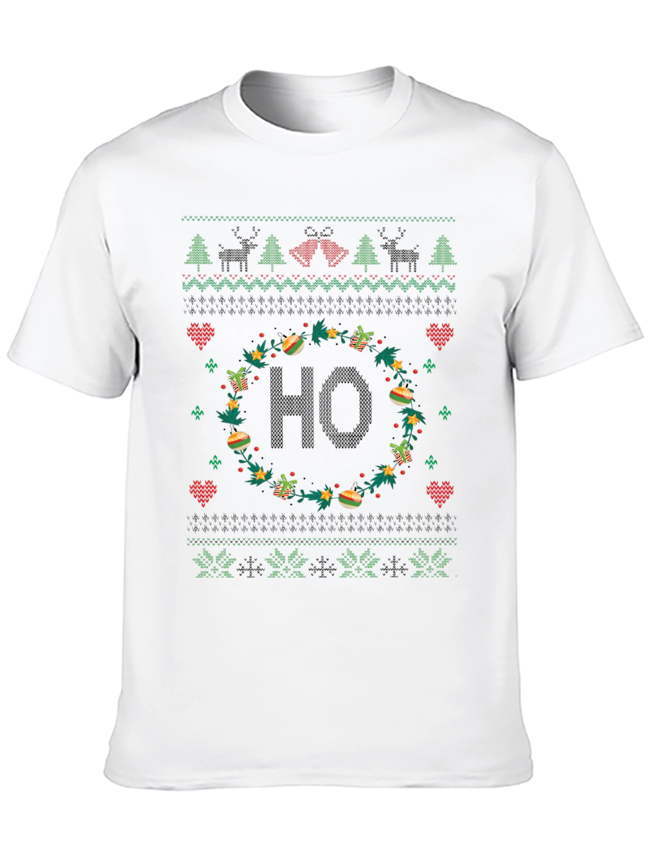 Festive HO Christmas Sweater Pattern T-Shirt