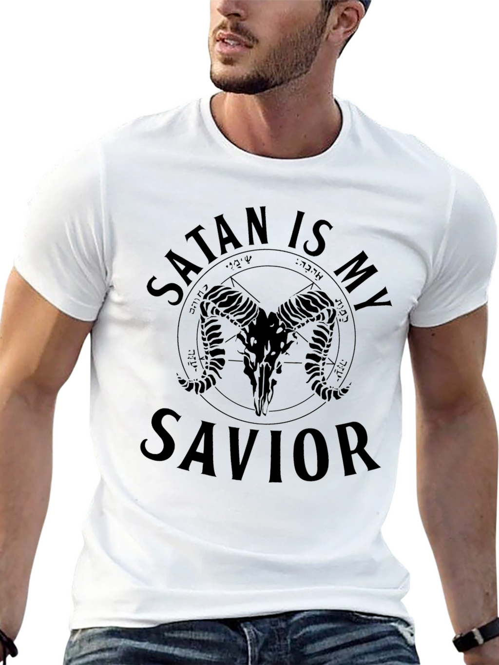 Satan Is My Savior Graphic Tee - Black