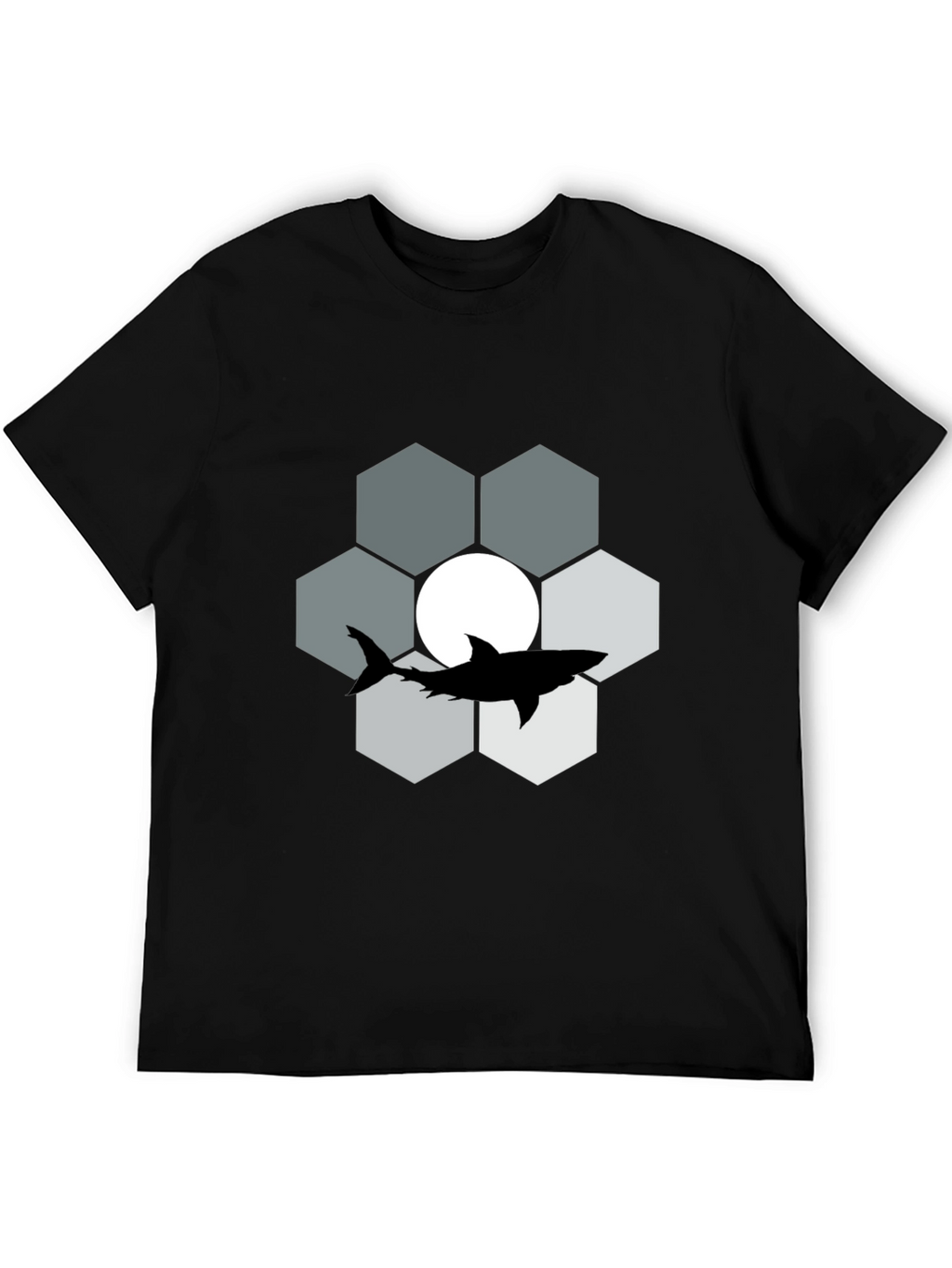 Shark Hexagon Graphic T-Shirt - Cool Design