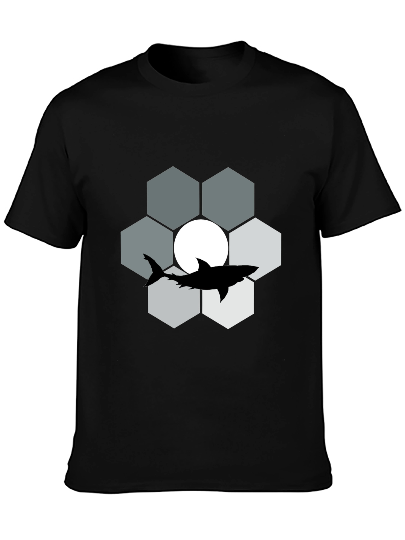 Shark Hexagon Graphic T-Shirt - Cool Design