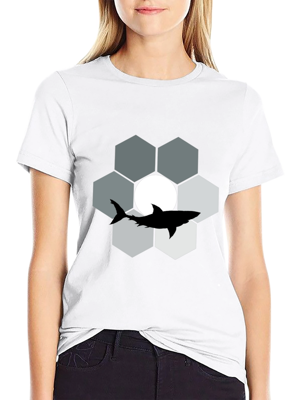 Shark Hexagon Graphic T-Shirt - Cool Design