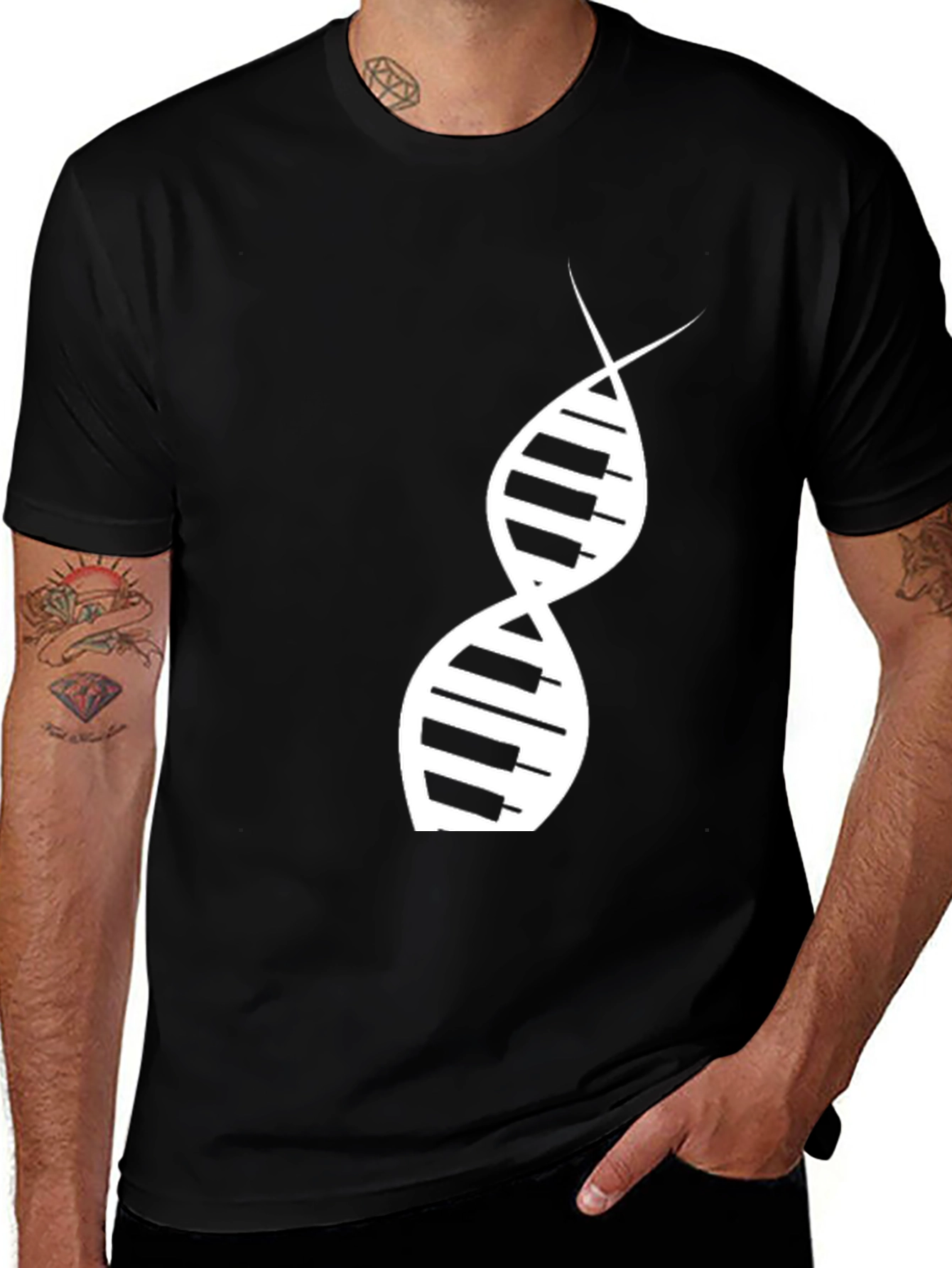 Music DNA Graphic Tee - Black Cotton T-Shirt