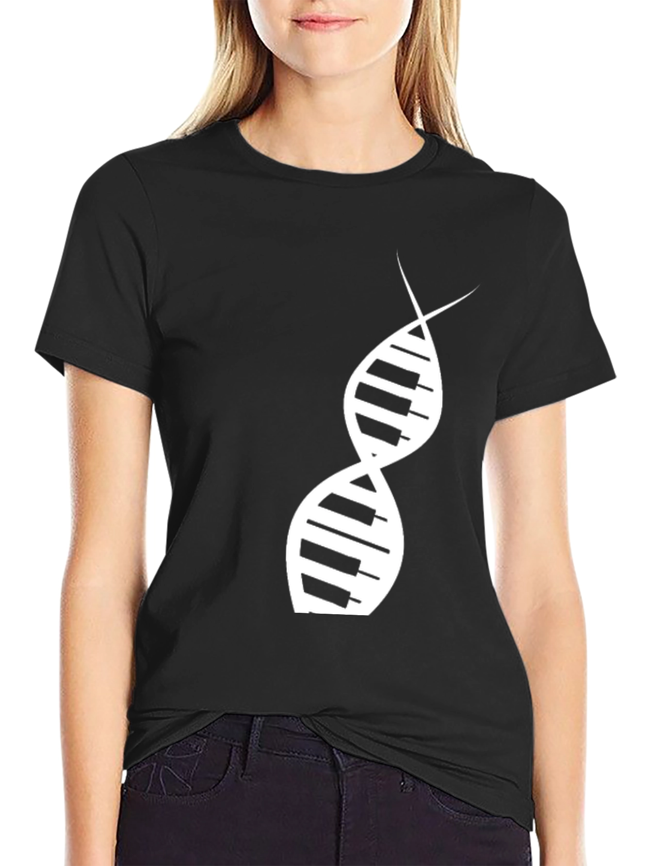 Music DNA Graphic Tee - Black Cotton T-Shirt