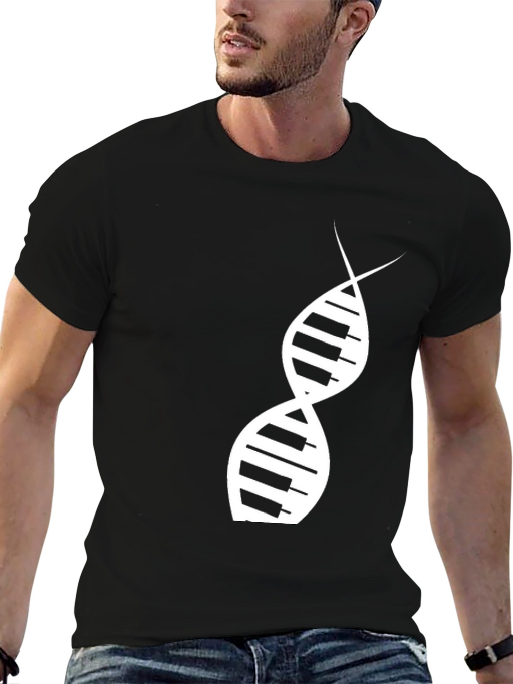 Music DNA Graphic Tee - Black Cotton T-Shirt