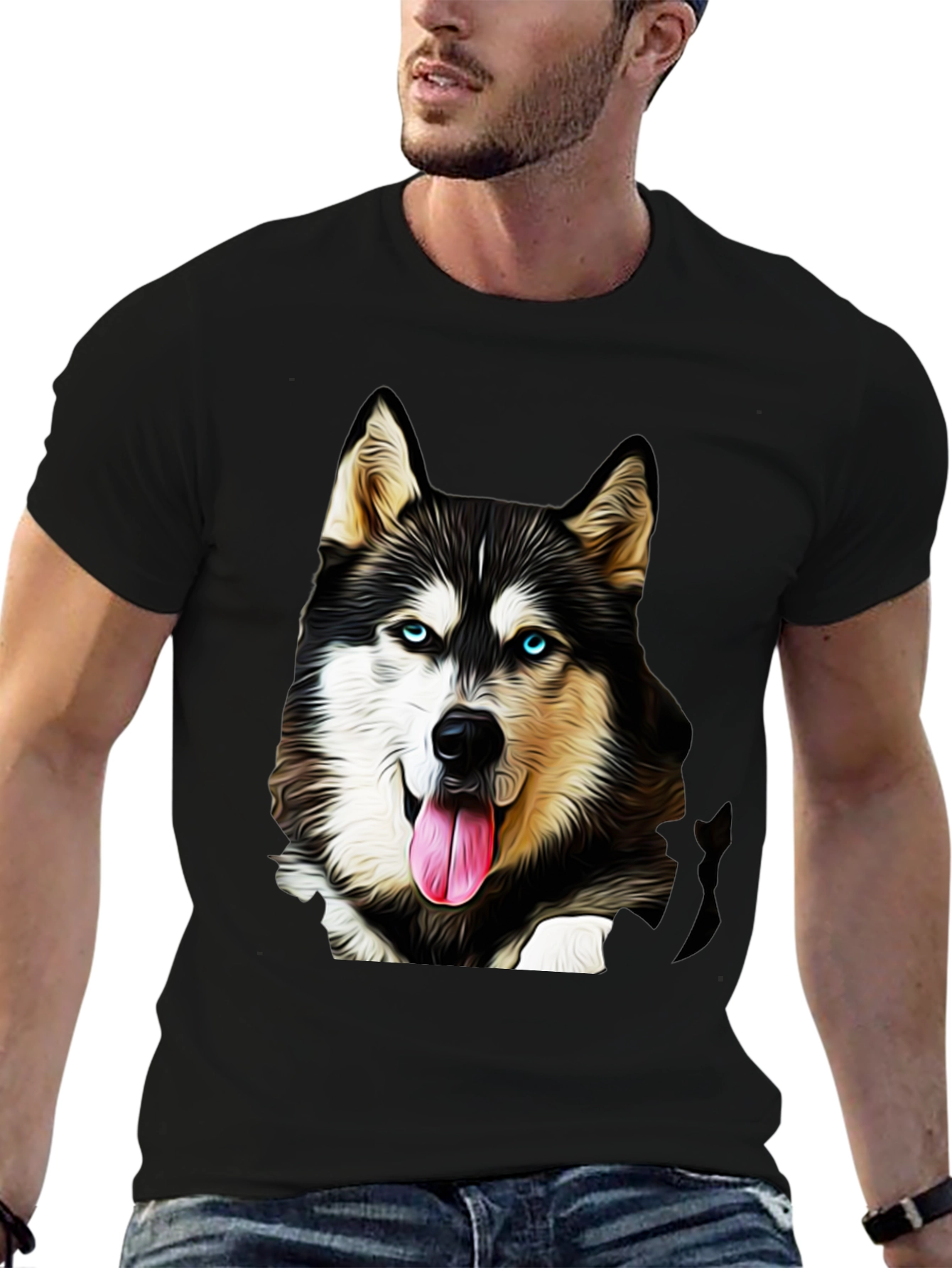 Husky Dog Graphic Tee - Black T-Shirt