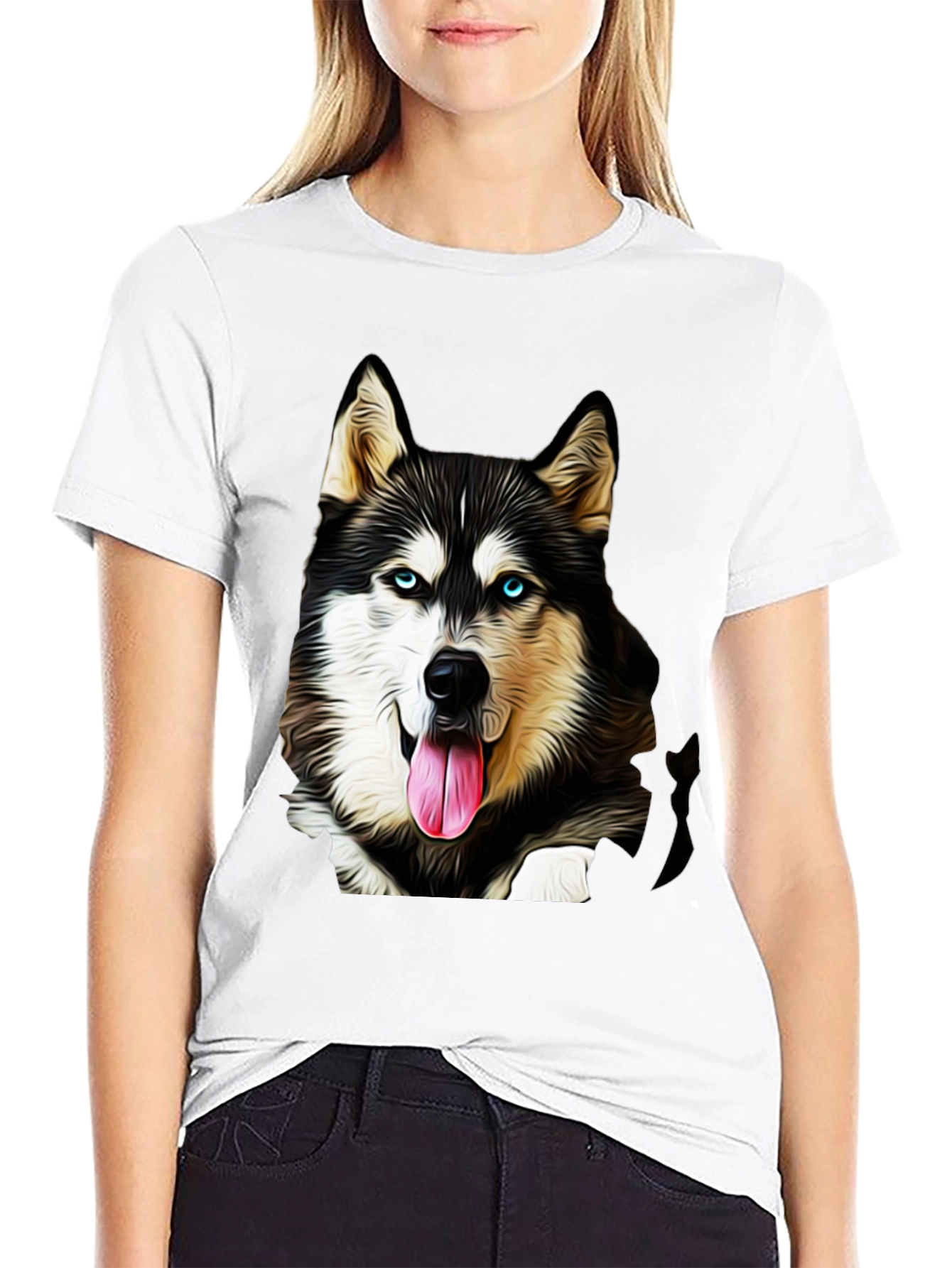 Husky Dog Graphic Tee - Black T-Shirt