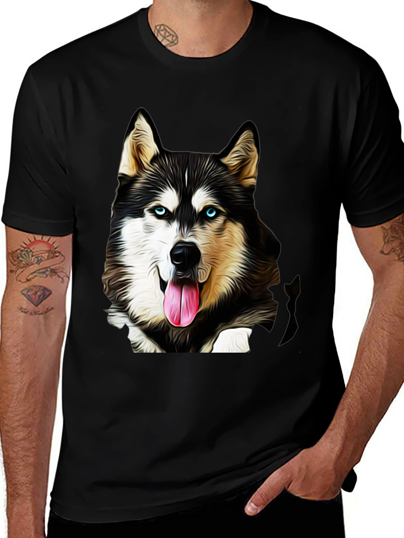 Husky Dog Graphic Tee - Black T-Shirt