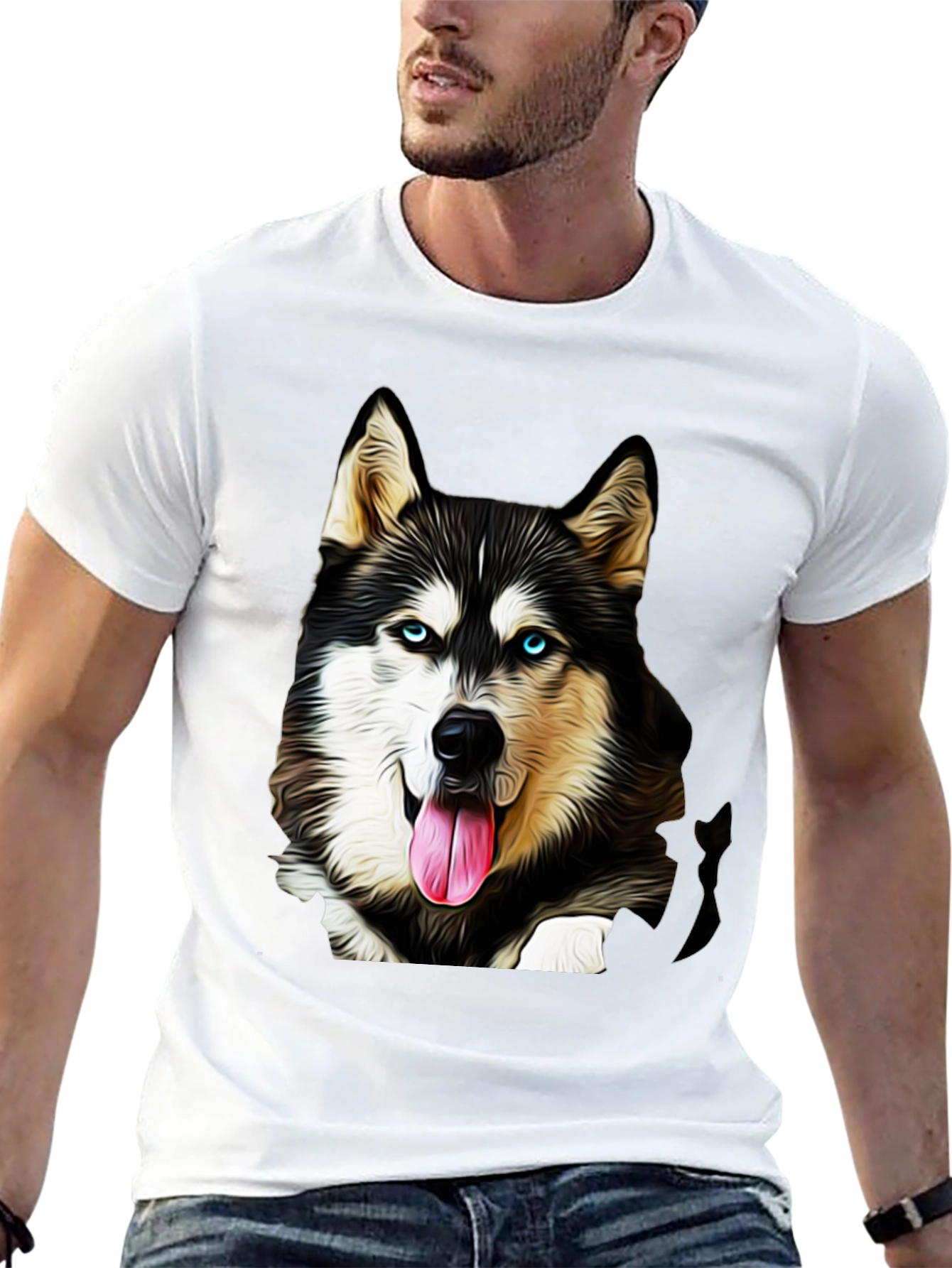Husky Dog Graphic Tee - Black T-Shirt