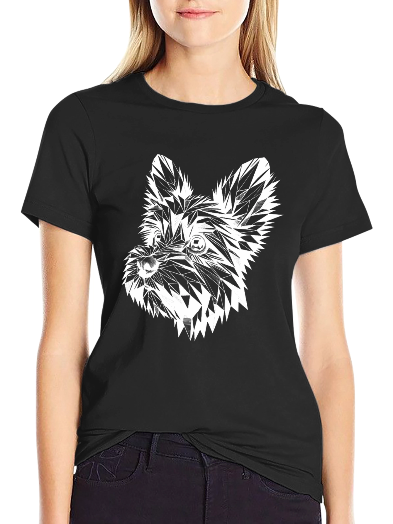 Abstract Dog Graphic Tee - Stylish Black T-Shirt