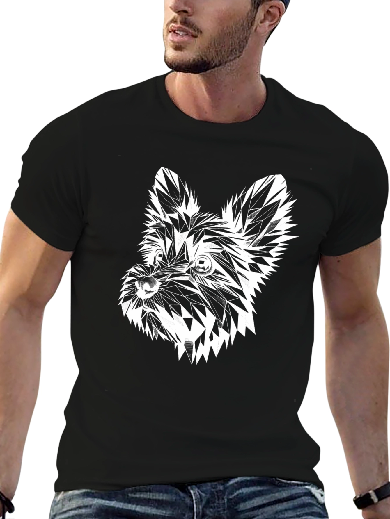 Abstract Dog Graphic Tee - Stylish Black T-Shirt