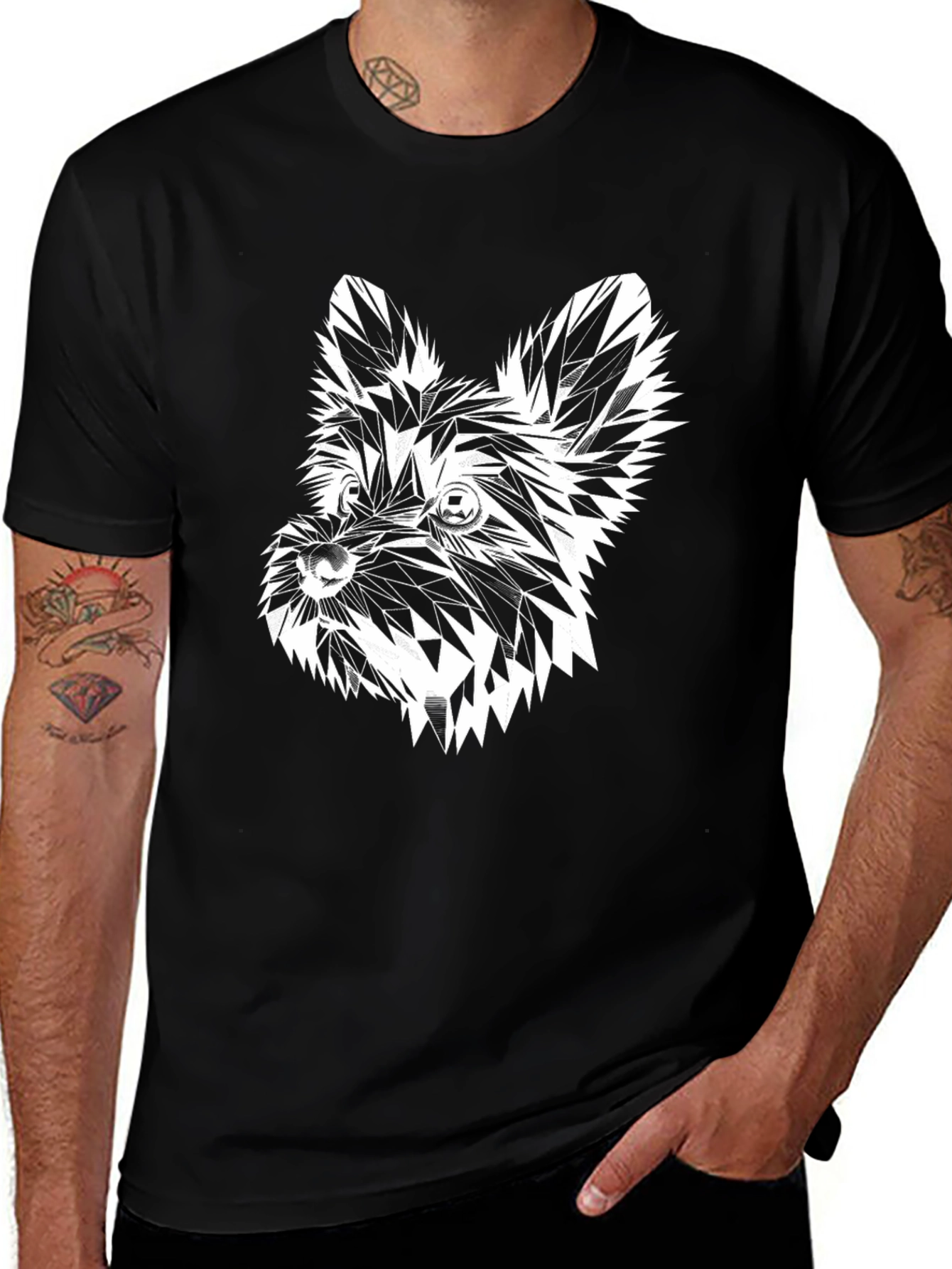 Abstract Dog Graphic Tee - Stylish Black T-Shirt