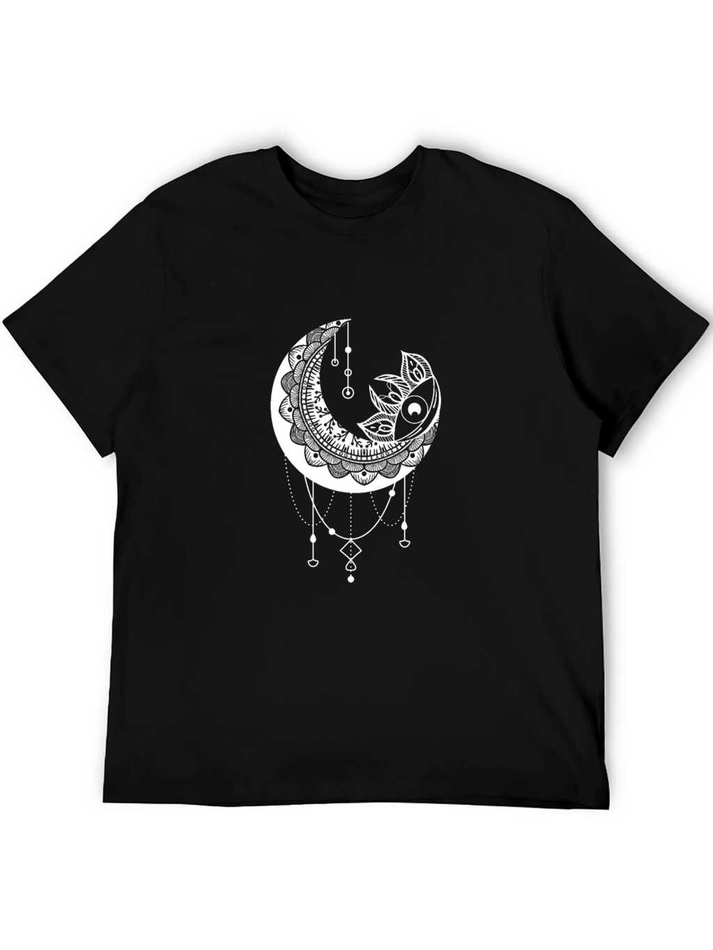 Moon Mandala Graphic Tee - Black Cotton T-Shirt