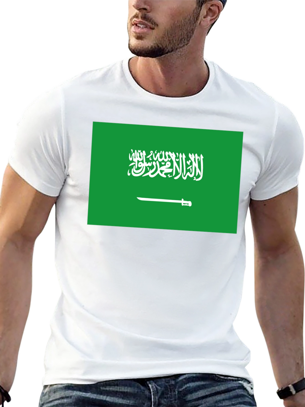 Saudi Arabia Flag T-Shirt - Black Crew Neck Tee