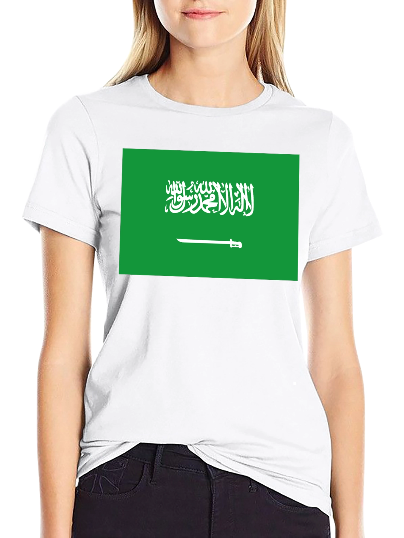Saudi Arabia Flag T-Shirt - Black Crew Neck Tee