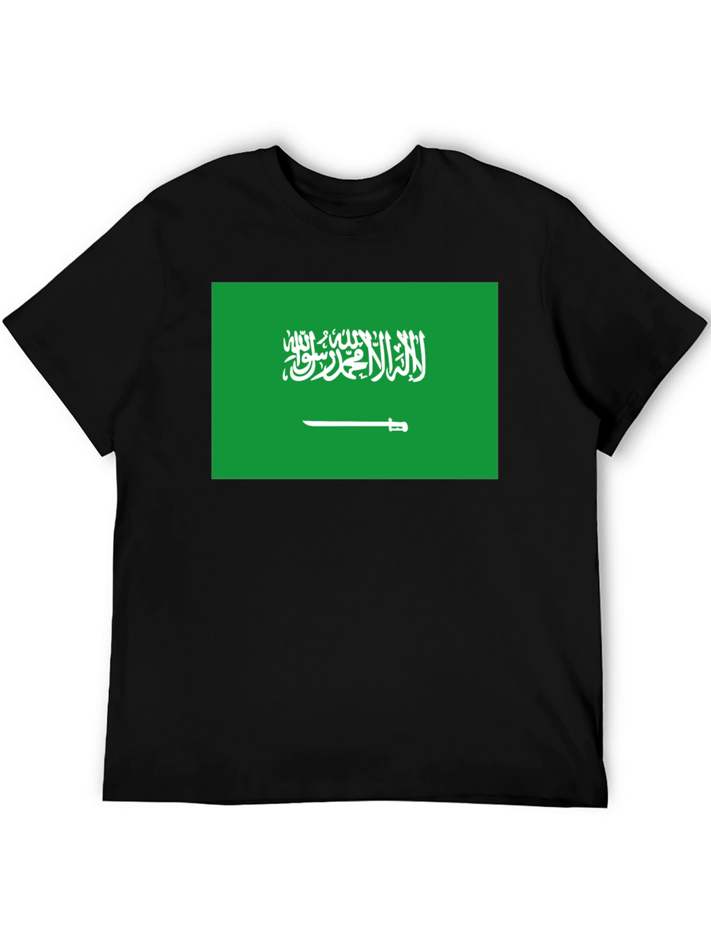 Saudi Arabia Flag T-Shirt - Black Crew Neck Tee