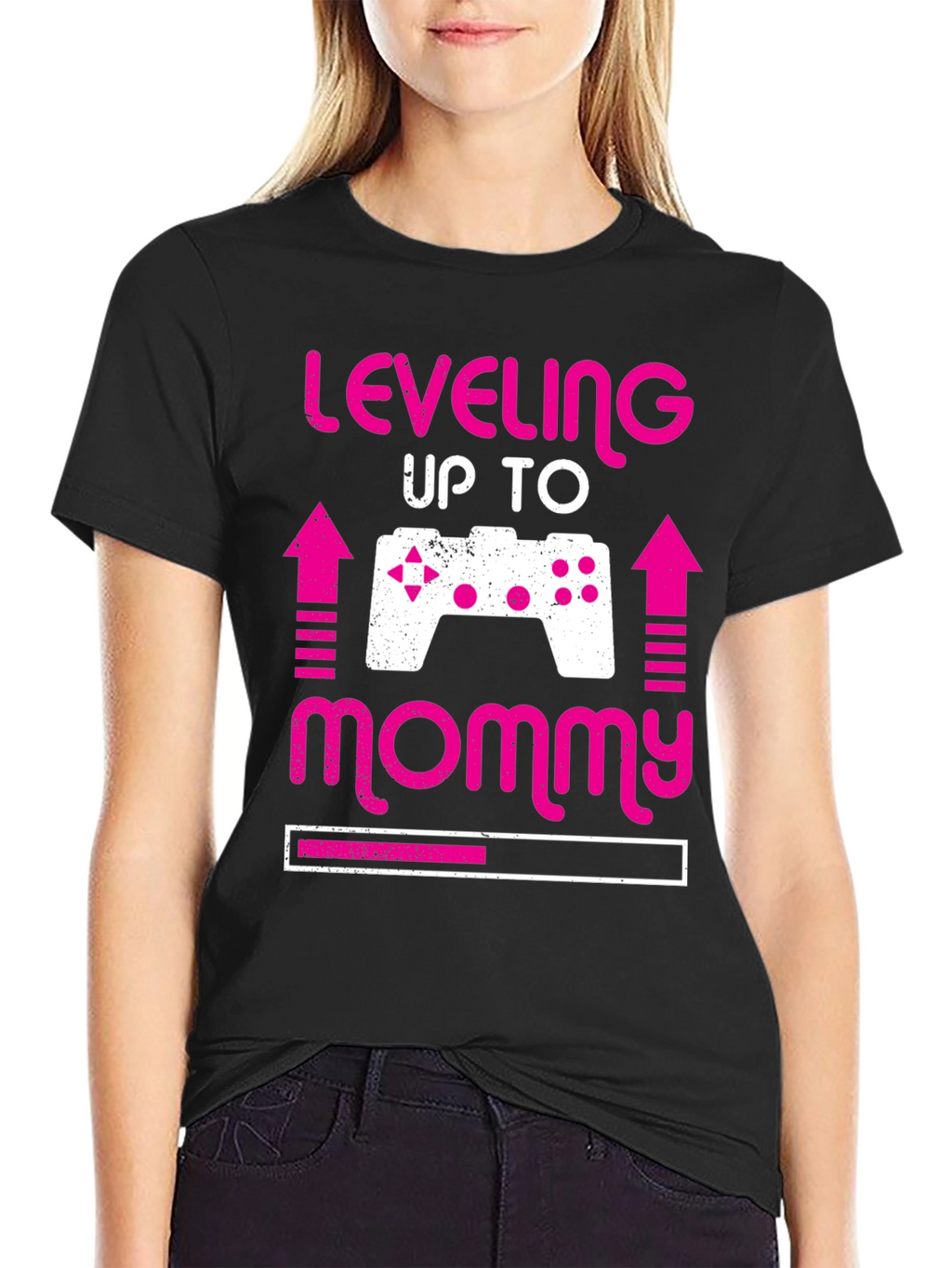 Leveling Up to Mommy Gamer Pregnancy Announcement Tee