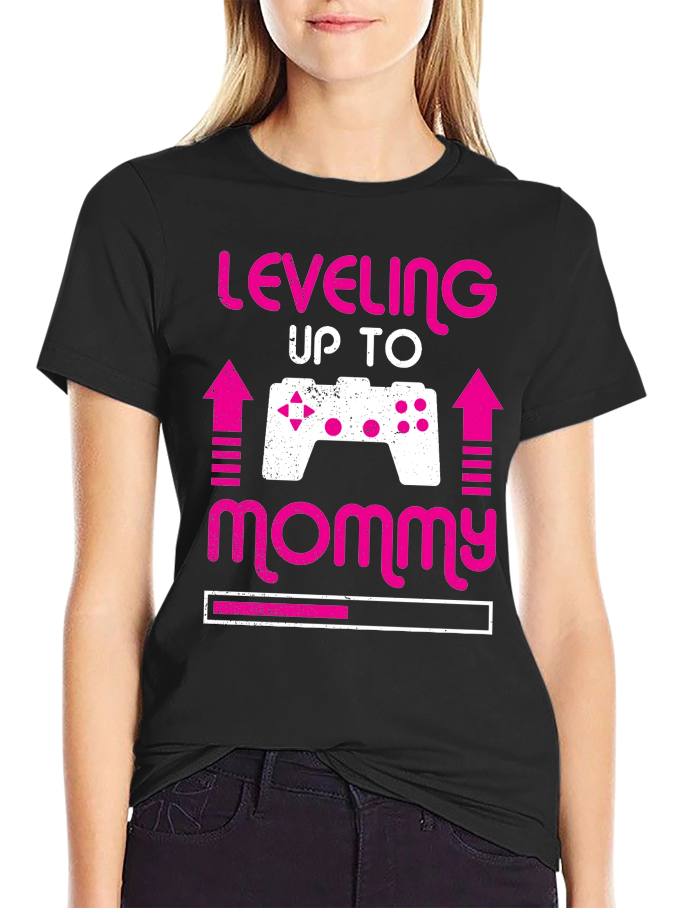 Leveling Up to Mommy Gamer Pregnancy Announcement Tee