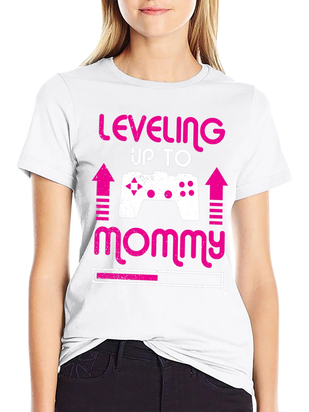 Leveling Up to Mommy Gamer Pregnancy Announcement Tee